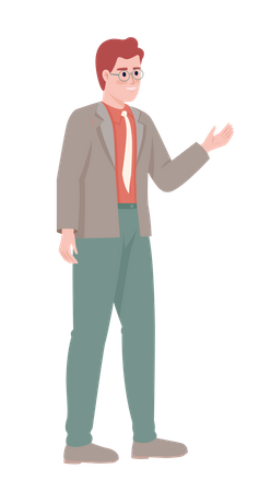 Entrepreneur souriant pointant de côté  Illustration