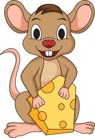 Souris mangeant du fromage  Illustration