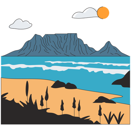 South Africa - Table Mountain  Illustration