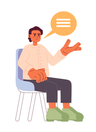 South asian job candidate man speaking answering  Illustration