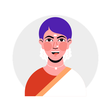 South Indian Woman Avatar Illustration