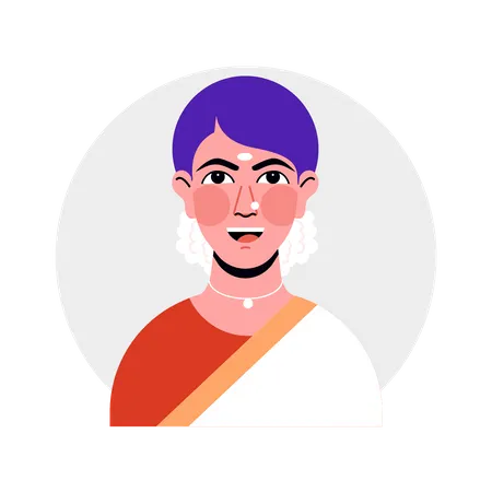 South Indian Woman Avatar Illustration