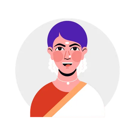 South Indian Woman Avatar  Illustration