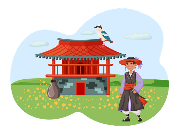 South Korean villager  Illustration