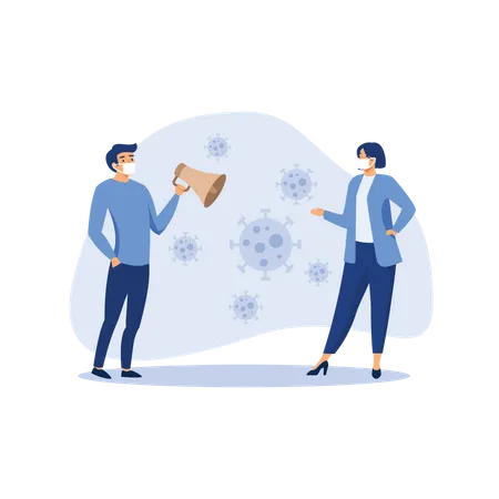 Soziale Distanzierung bei Ausbruch des Coronavirus COVID-19, um Abstand zu halten  Illustration