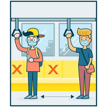 Soziale Distanzierung in der U-Bahn  Illustration