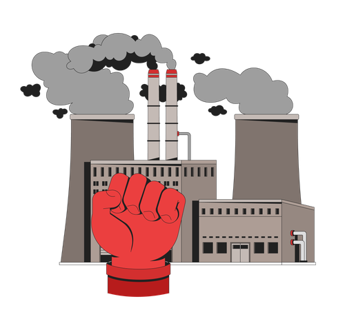 Sozialistische Bewegung gegen industrielle Umweltverschmutzung  Illustration