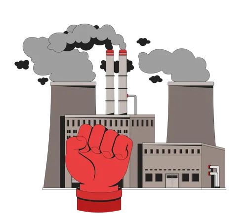 Sozialistische Bewegung gegen industrielle Umweltverschmutzung  Illustration