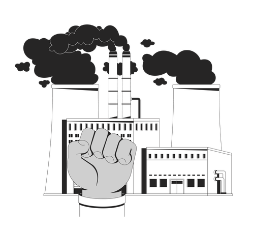 Sozialistische Bewegung gegen industrielle Umweltverschmutzung  Illustration