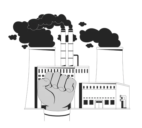 Sozialistische Bewegung gegen industrielle Umweltverschmutzung  Illustration