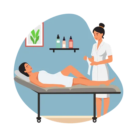 Spa Therapist Giving Massage  Illustration