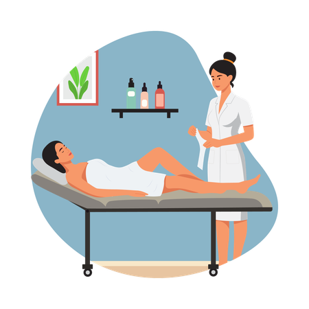 Spa Therapist Giving Massage  Illustration