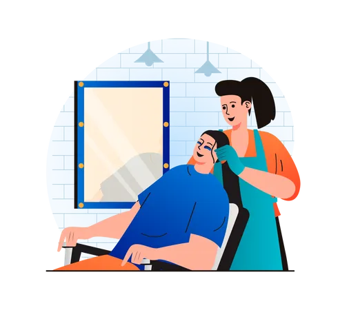 Spa worker doing face spa  Illustration