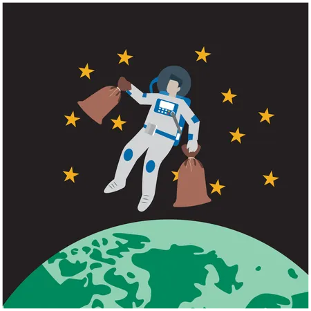Space Debris Cleanup  Illustration