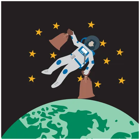 Space Debris Cleanup Illustration