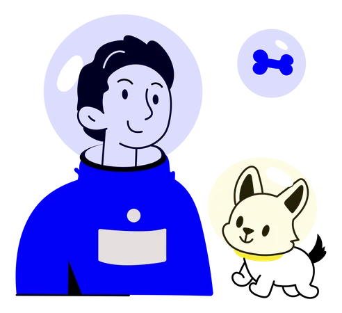 A Flat Illustration Of Space Dog Illustration