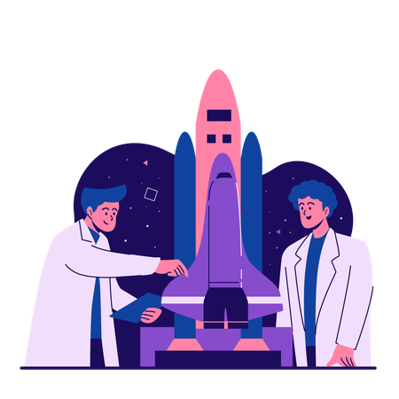Space engineer rocket creation  Illustration