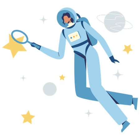 Space girl doing space Research  Illustration