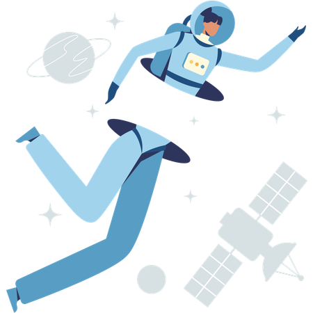 Space girl doing Teleportation  Illustration