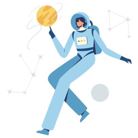 Space girl holding Planetary  Illustration