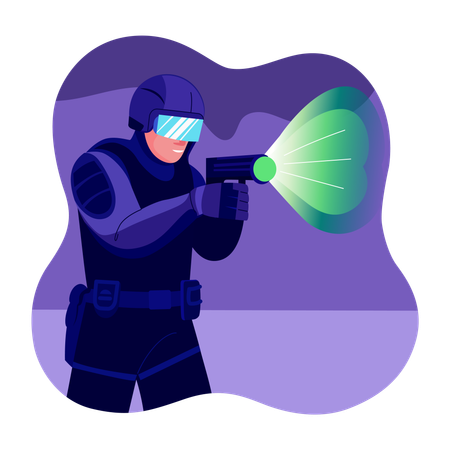 Space hunter wearing space suit  Illustration