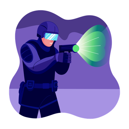 Space hunter wearing space suit  Illustration