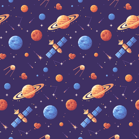 Space objects seamless pattern  Illustration