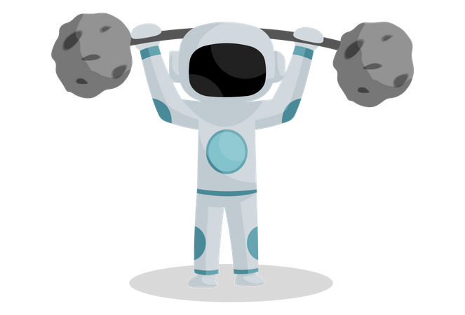 Space pilot lifting weight Illustration
