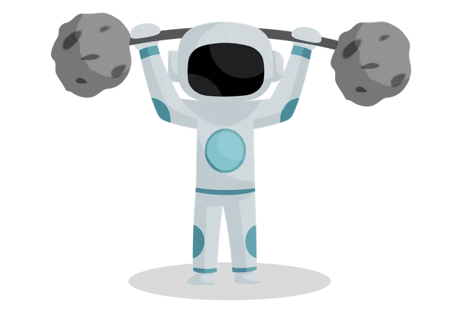 Space pilot lifting weight  Illustration