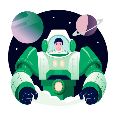 Space pilot wearing astronautic suit  Illustration