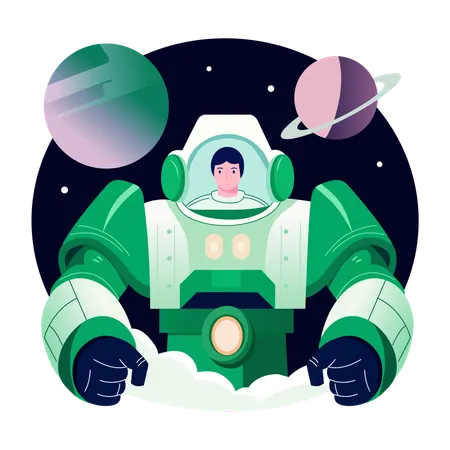 Space pilot wearing astronautic suit  Illustration