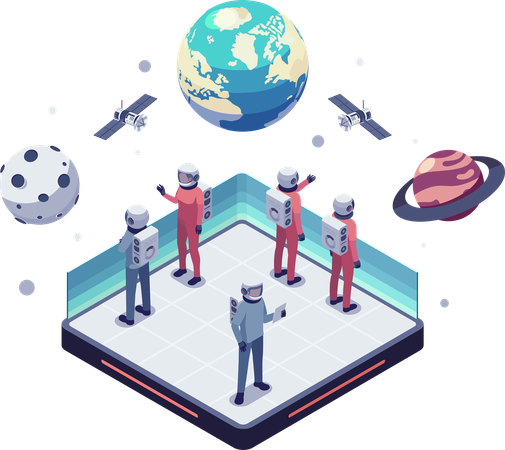 Space Tourism Experience with Tourist  Illustration