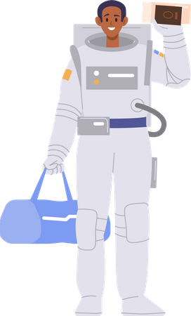 Space tourist carrying luggage  Illustration