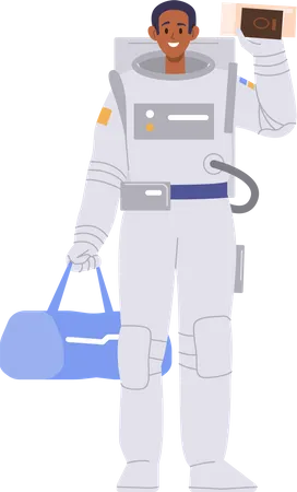 Space tourist carrying luggage  Illustration