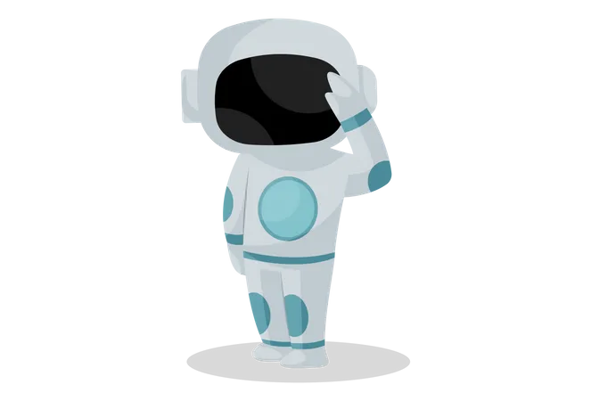 Space traveler giving salute  Illustration