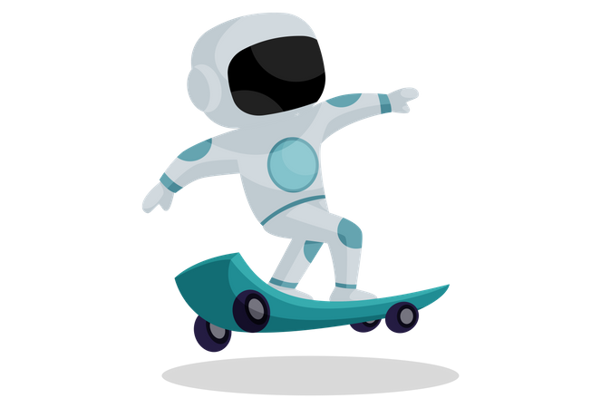 Spaceman doing skateboarding Illustration