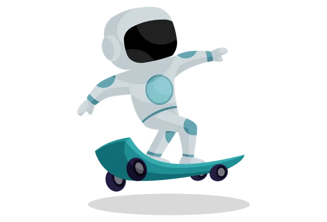 Spaceman doing skateboarding  イラスト