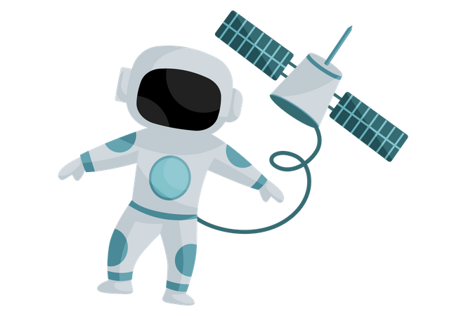 Spaceman doing space walk  Illustration