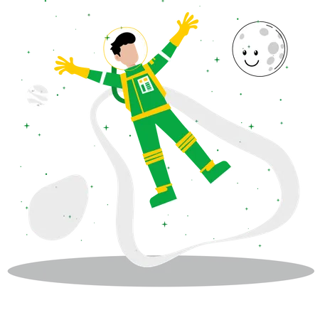 Spaceman doing spacewalk  Illustration