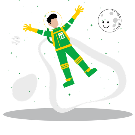 Spaceman doing spacewalk  Illustration