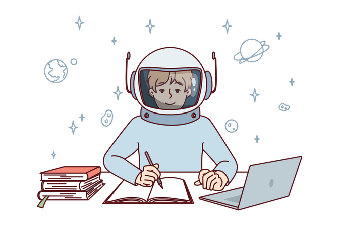 Astronaute écrire des notes  Illustration