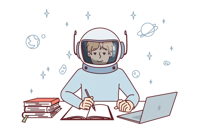 Astronaute écrire des notes  Illustration