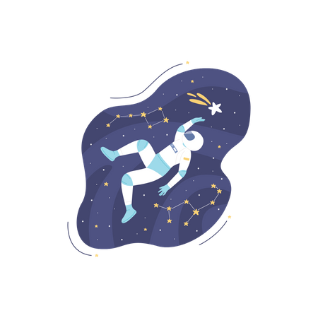 Spaceman floating in space  Illustration