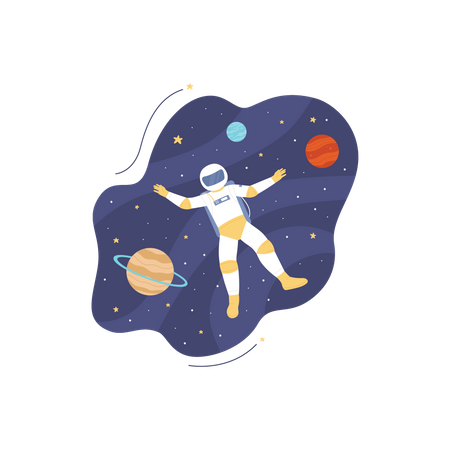 Spaceman floating in space  Illustration