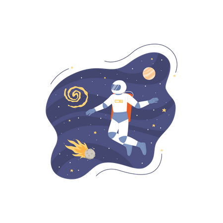 Spaceman floating in space  Illustration