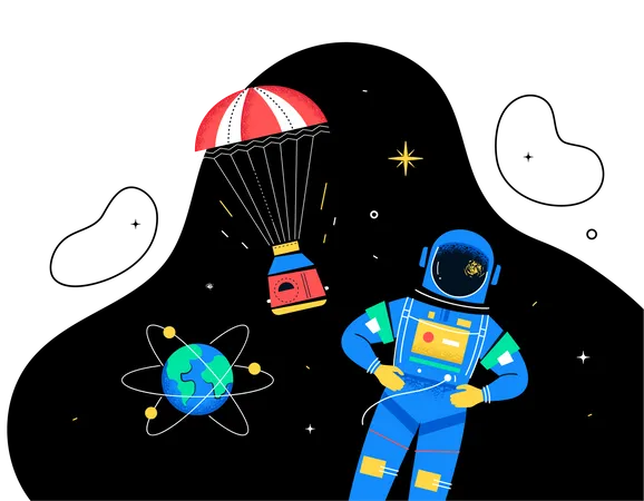 Spaceman flying into space  Illustration