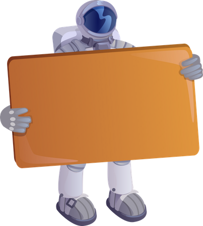 Spaceman holding blank board Illustration