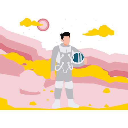 Spaceman Holding His Helmet  Illustration