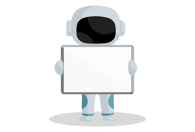 Spaceman holding white board Illustration