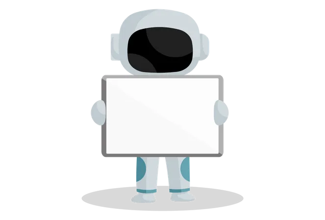 Spaceman holding white board  Illustration